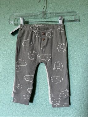 Carter's 2 Pair Gray & White Baby Leggings, Cloud & Elephant, 9 mos - NWT